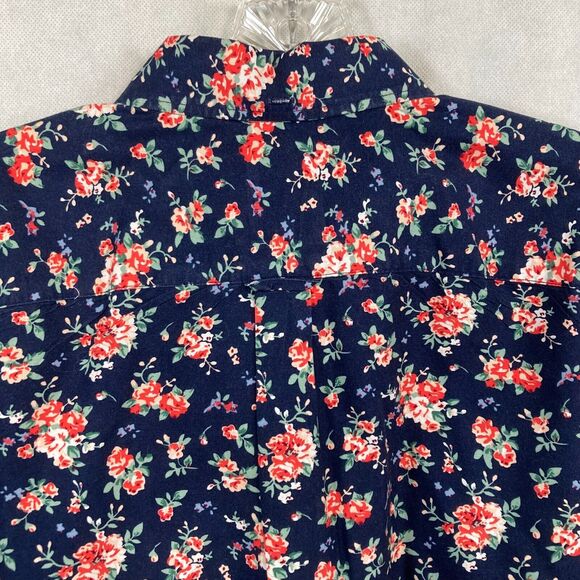 GAP Shirt Mens Sz L Navy Blue Floral‎ Print Modern Oxford Button Up Cotton - Picture 4 of 9